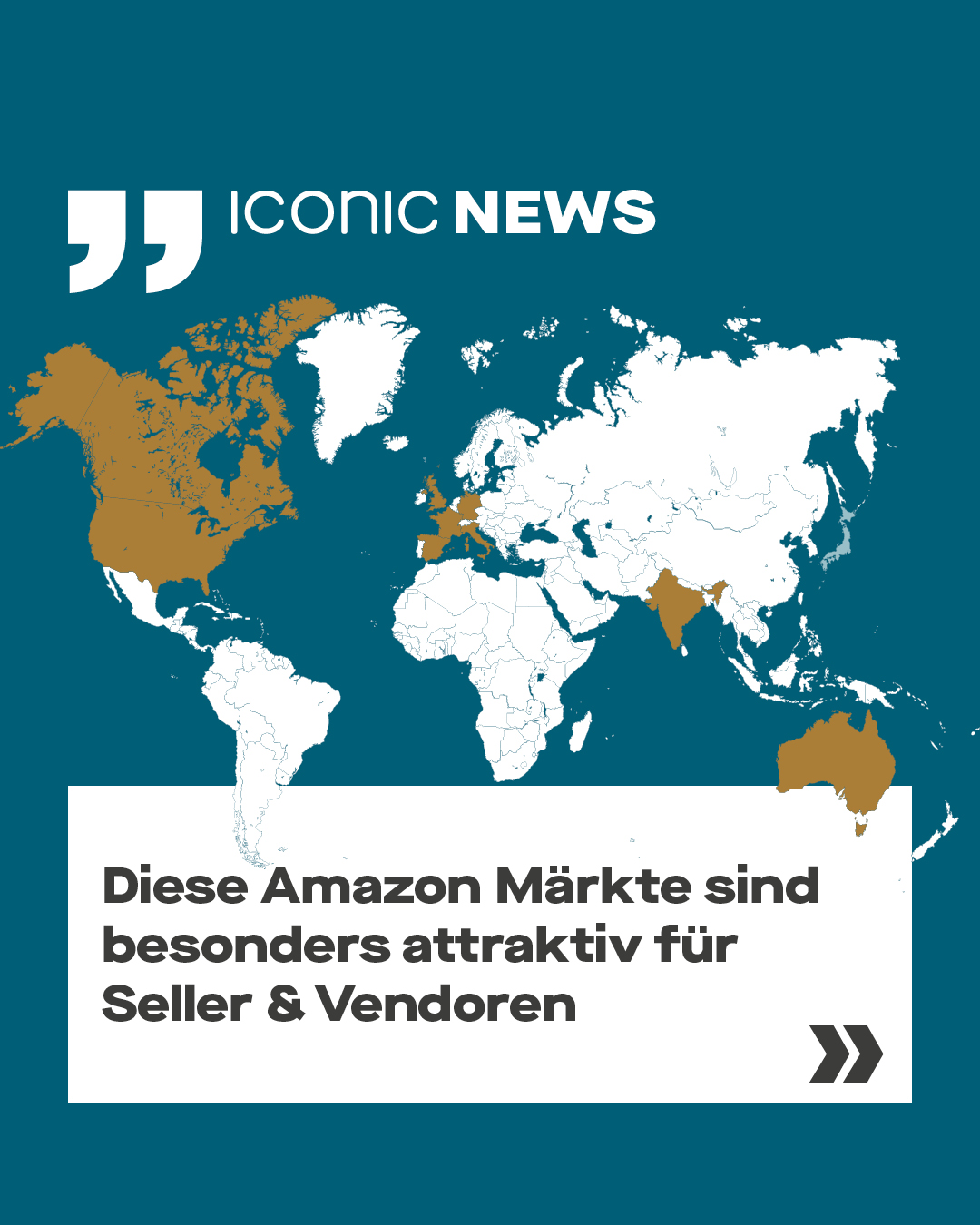 Weltkarte mit den attraktivsten Amazon Marktplätzen